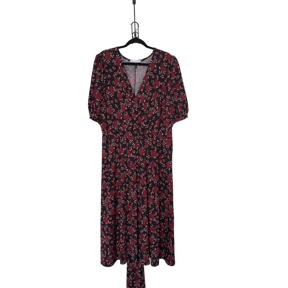 Eloquii Elements Size 26 Faux Wrap Multicolor Floral Print V Neck Dress Retro